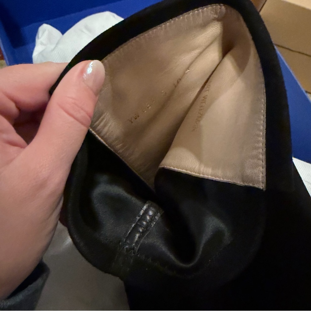 Stuart Weitzman Eloise 95 Black Suede Heeled Boots - Picture 12 of 12